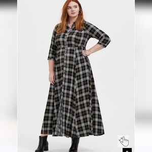 Torrid Plaid Maxi Dress in Black and Gray